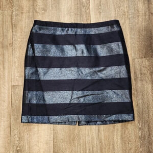 Tommy Hilfiger Striped Navy Metallic Mini Skirt